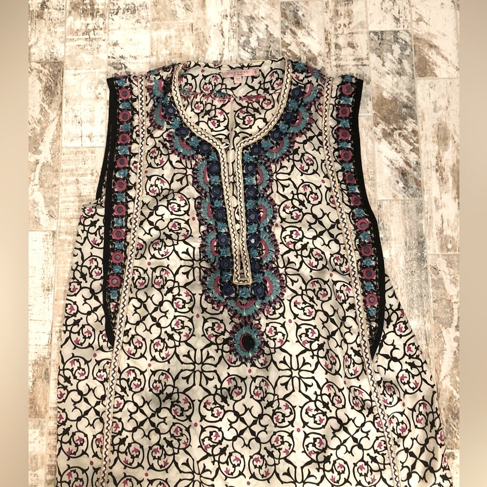 Calypso beaded silky top
